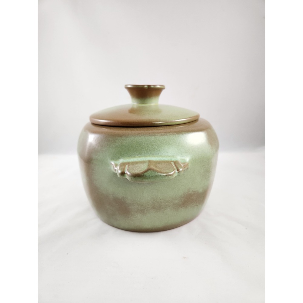 Vintage MCM Prairie Green Frankoma 2 piece Casserole Baker Bean Pot with Lid 5W - Picture 4 of 8
